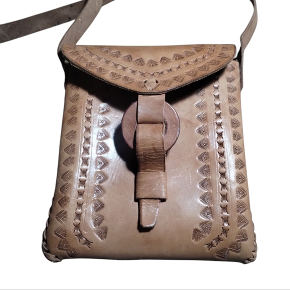 Source Unknown Handbags - Handmade Women's Mexican Leather Boho Western Stitched Shoulder Crossbody Bag